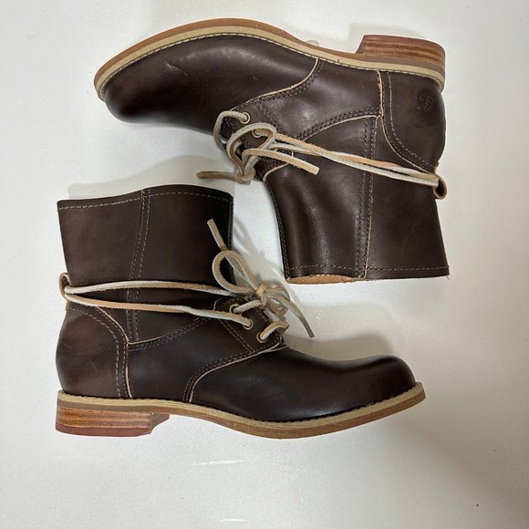Timberland Earthkeepers Savin Hill Women 6 Brown Leather Lace Up Ankle Boots New - Picture 2 of 8